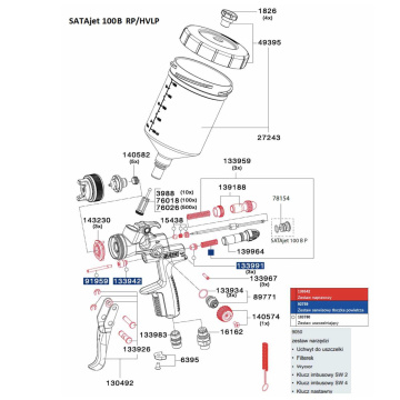 Pistolet lakierniczy Sata Jet 100 BF RP 1,4 ze zbiornikiem 146969