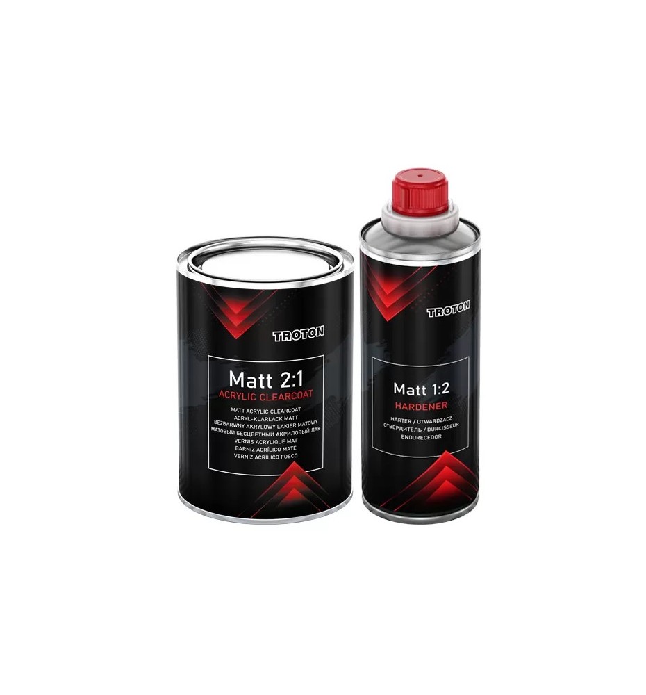 Lakier bezbarwny matowy 2:1 1L + utwardzacz 500ml Troton 6301