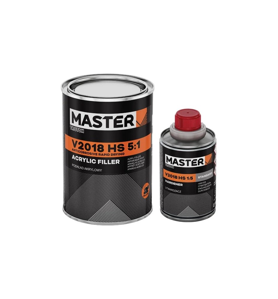 Podkład akrylowy 5:1 HS V2018 SZARY mat 800ml + utwardzacz 200ml MASTER Troton 11953