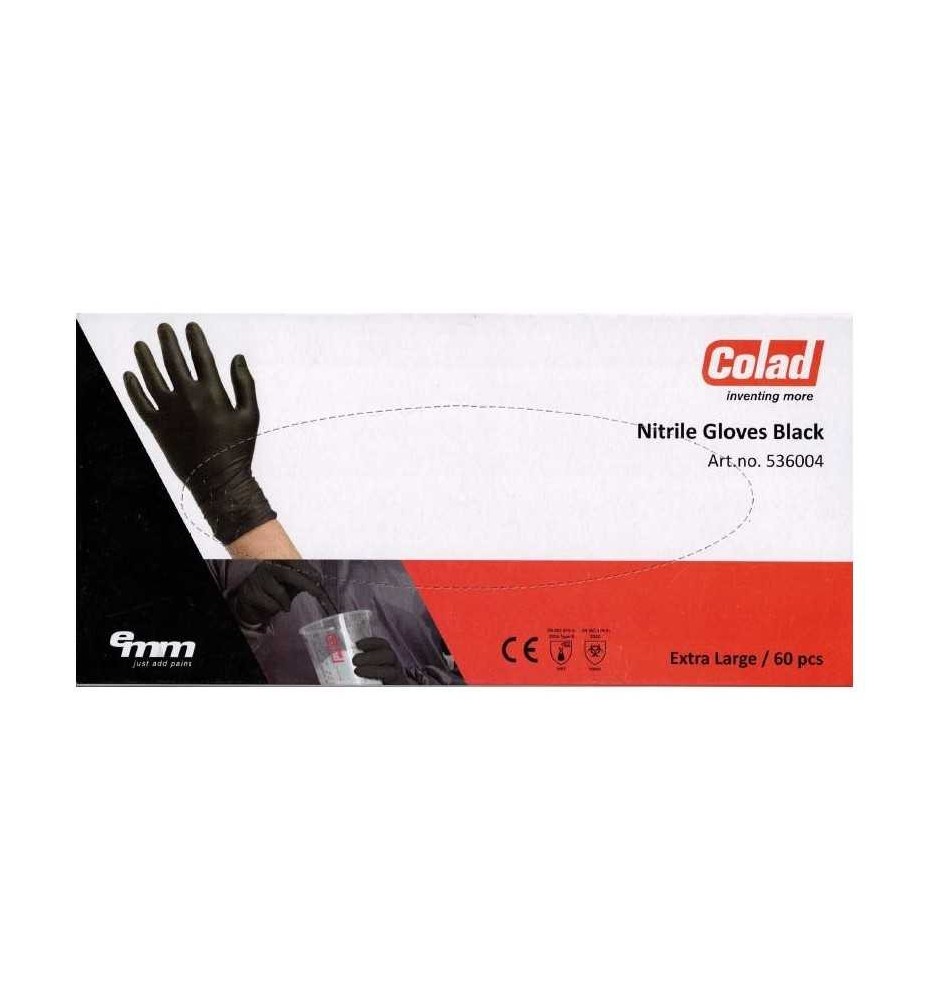Rękawice nitrylowe CZARNE XL 60SZT COLAD 536004